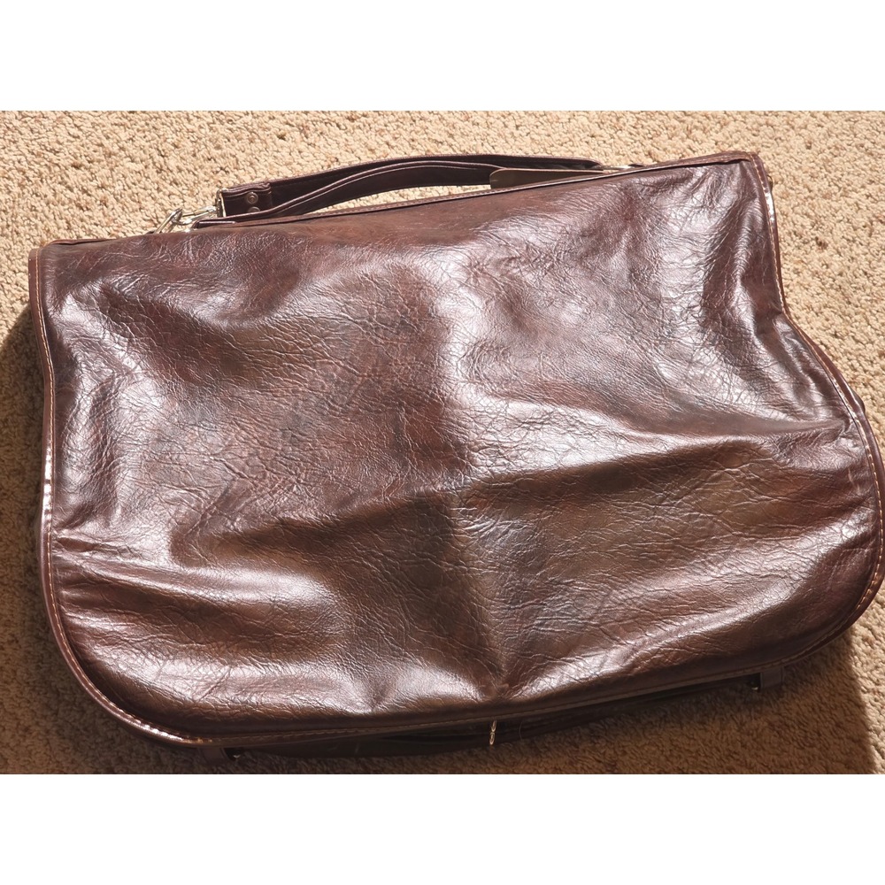 Samsonite Silhouette II Brown Faux Leather Folding Garment Bag Suit Carrier